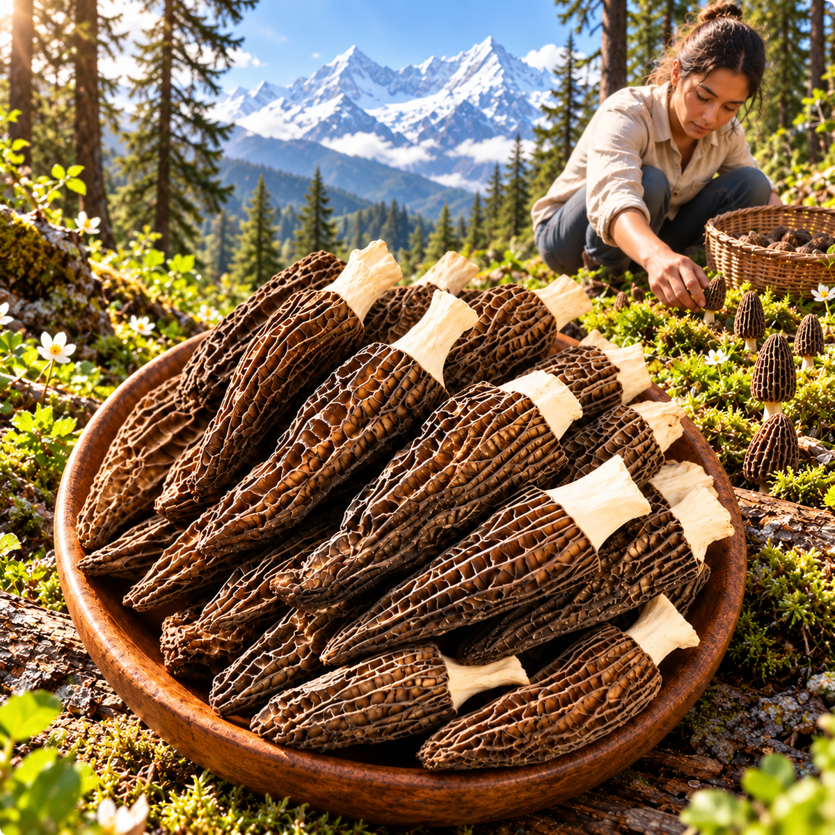 Picked, Rich & Aromatic-Hugh Himalayan Wild Morel Mushrooms-SE