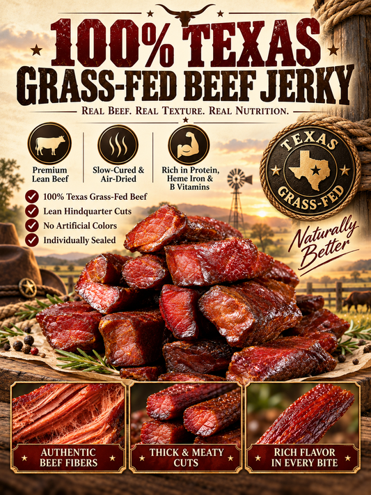 Lone Star Style Zero Sugar Beef Jerky – 100% Grass-Fed Texas Beef, High Protein Snack -Sherry
