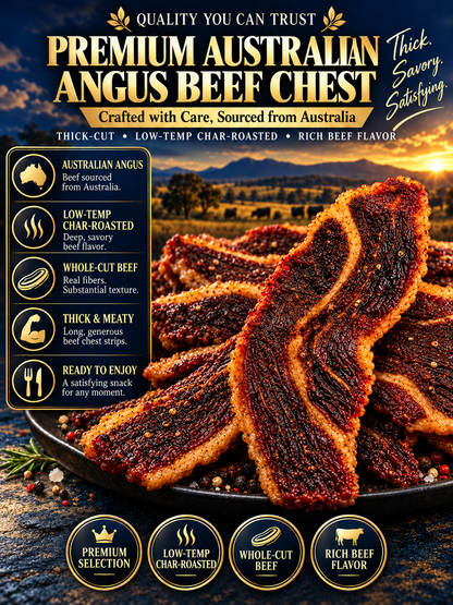 Australian Grass-Fed Angus Beef Chest Snack | Thick-Cut & High-Protein-Leon